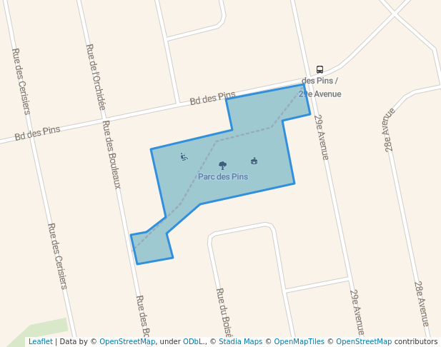 walking in Parc des Pins map in Sainte-Marthe-sur-le-Lac