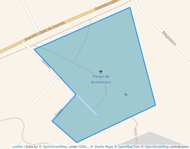 walking in Parque del Bicentenario map in Tandil