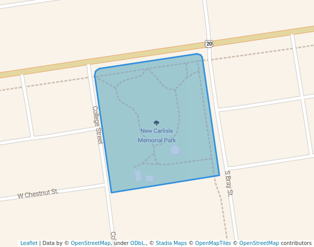 walking in New Carlisle Memorial Park map in New Carlisle