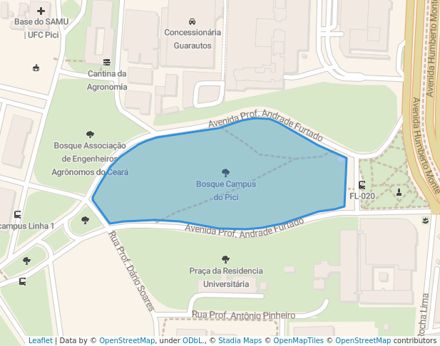 walking in Bosque Campus do Pici map in Fortaleza