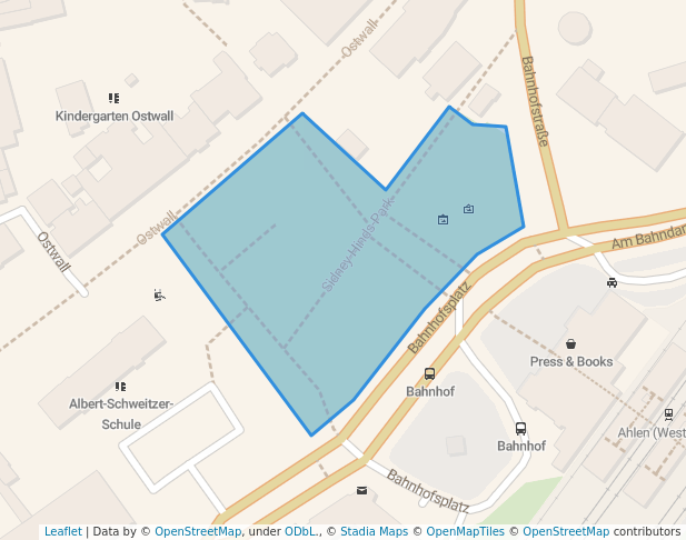 walking in Sidney-Hinds-Park map in Ahlen