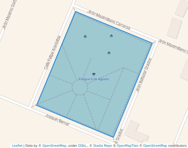 walking in Parque 6 de Agosto map in San Juan de Miraflores