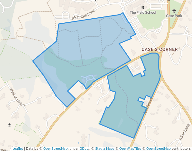 walking in Case Estates map in Weston
