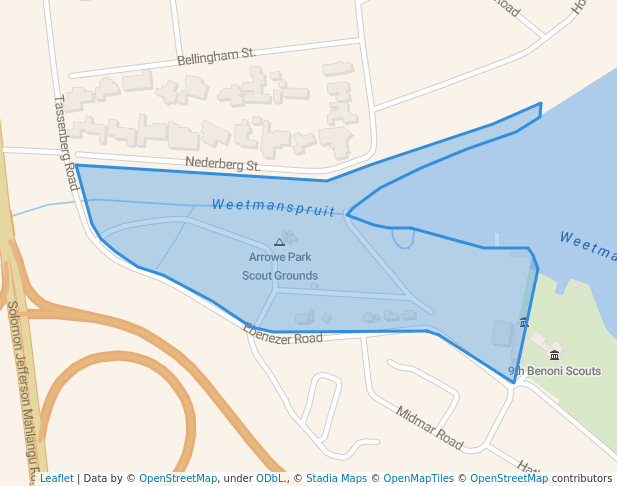 walking in Arrowe Park Scout Campsite map in Benoni