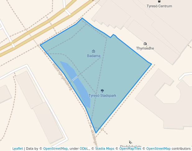 walking in Tyresö Stadspark map in Tyresö