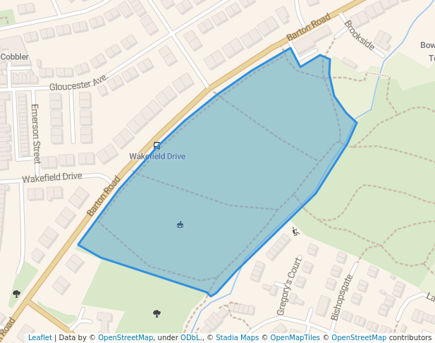 walking in Barton Road Playing Field map in Lancaster