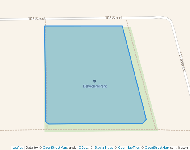 walking in Belvedere Park map in Westlock