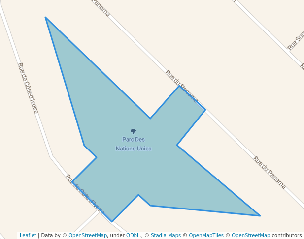 walking in Parc Des Nations-Unies map in Mascouche