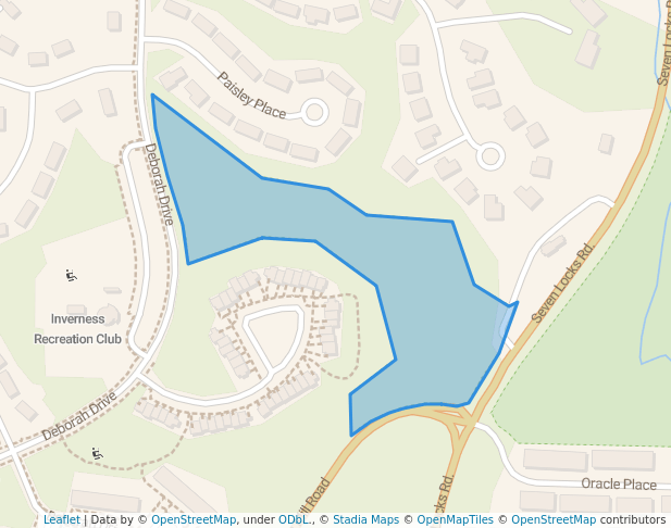 walking in Inverness Forest Neighborhood Conservation Area map in Potomac