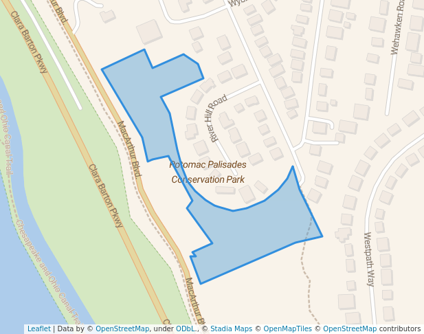 walking in Potomac Palisades Conservation Park map in Bethesda