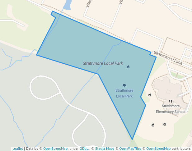 walking in Strathmore Local Park map in Aspen Hill