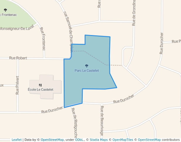 walking in Parc Le Castelet map in Terrebonne