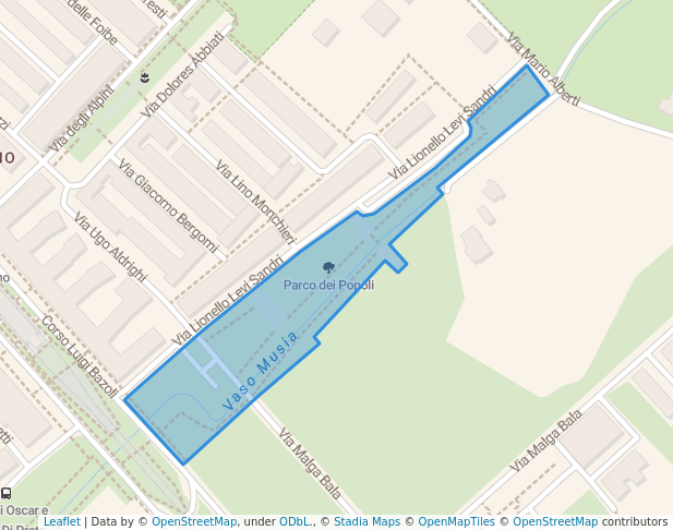 walking in Parco dei Popoli map in Brescia