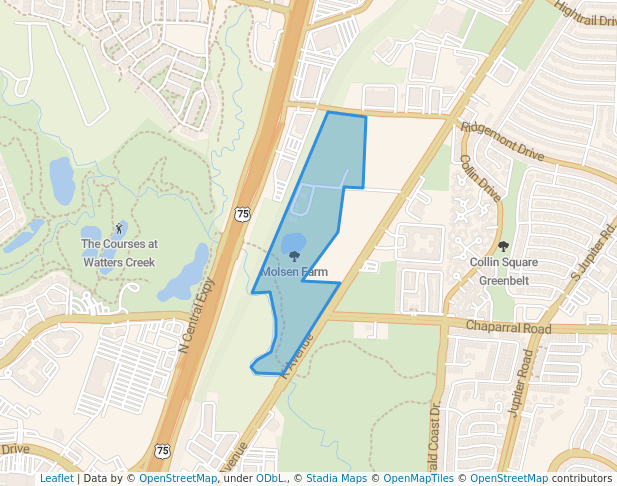 walking in Molsen Farm map in Allen