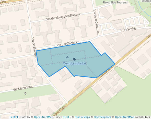 walking in Parco Igino Sartori map in Cremona