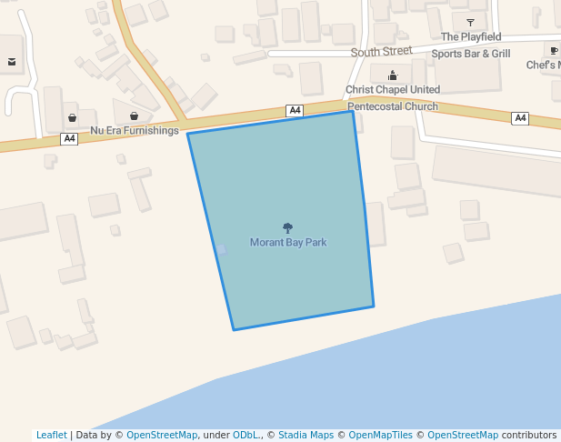 walking in Morant Bay Park map in Morant Bay