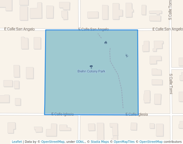 walking in Biehn Colony Park map in Guadalupe