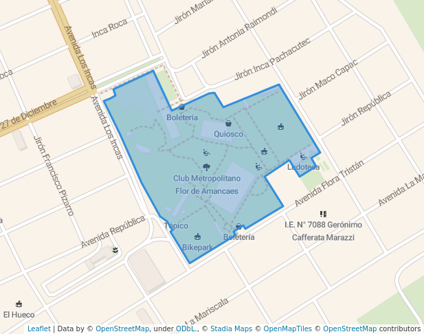 walking in Flor de Amancaes Zonal CLub map in Villa María del Triunfo