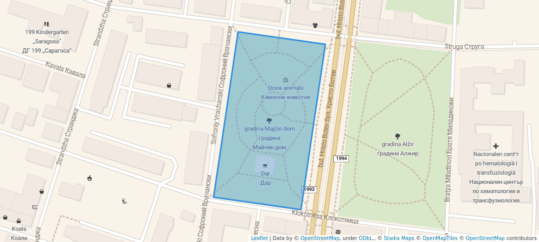 walking in градина Майчин дом map in Sofia