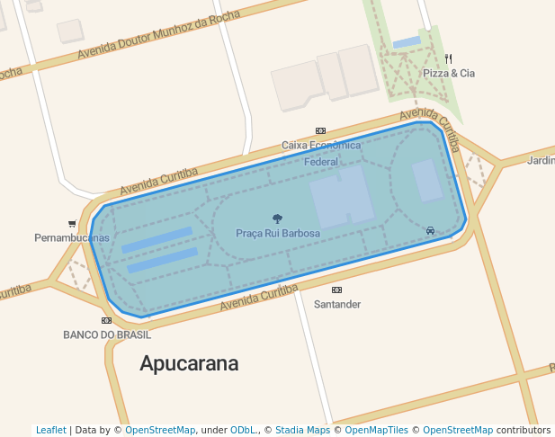 walking in Praça Rui Barbosa map in Apucarana