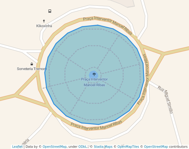 walking in Praça Interventor Manoel Ribas map in Apucarana