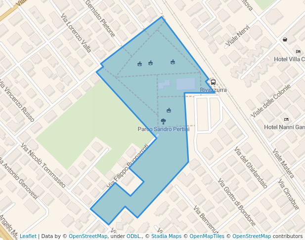 walking in Parco Sandro Pertini map in Rimini