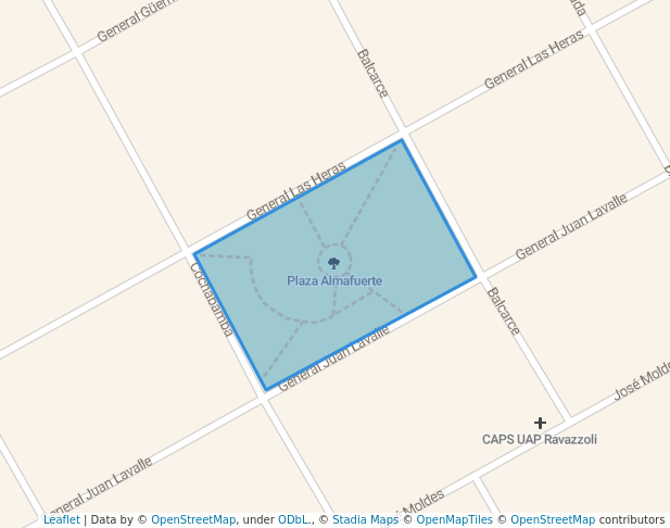 walking in Plaza Almafuerte map in Villa Martelli