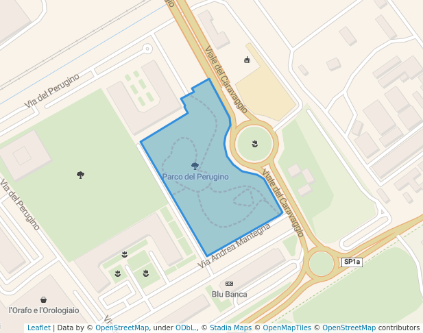 walking in Parco del Perugino map in Fiumicino