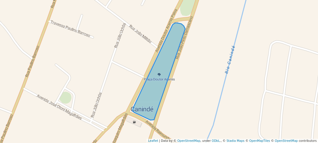 walking in Praça Doutor Aramis map in Canindé