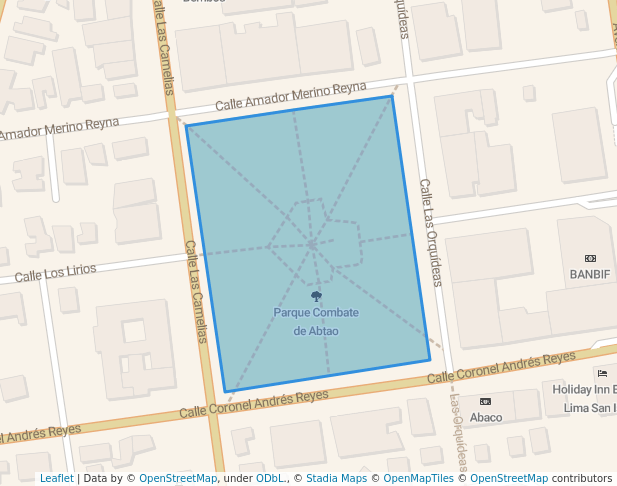 walking in Parque Combate de Abtao map in San Isidro