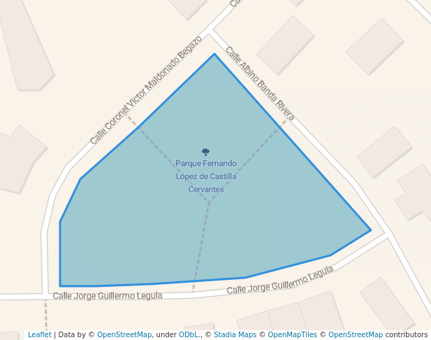 walking in Parque Fernando López de Castilla Cervantes map in Miraflores