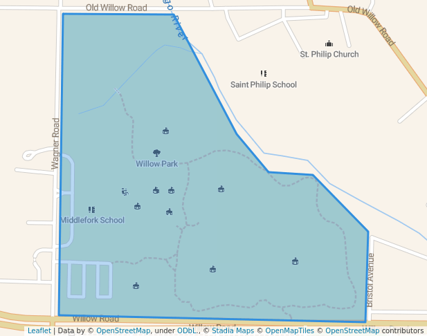 walking in Willow Park map in Northfield