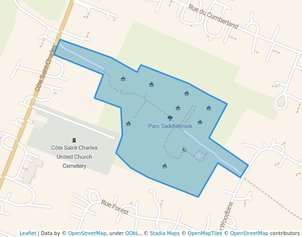 walking in Parc Saddlebrook map in Saint-Lazare