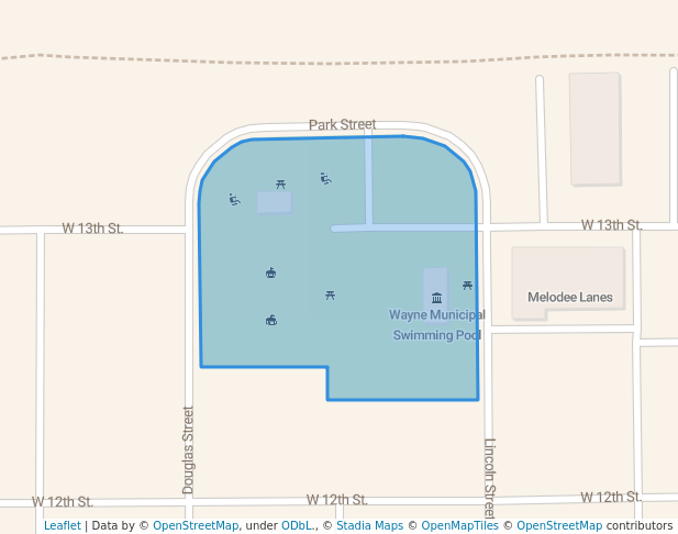 walking in Swimming Pool Park map in Wayne