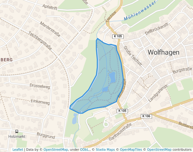 walking in Stadtpark Teichwiesen map in Wolfhagen