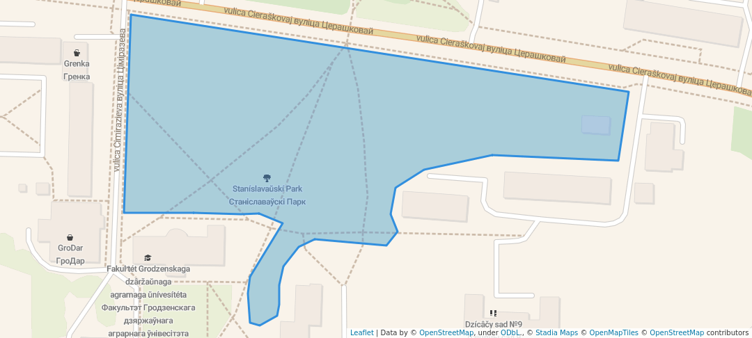 walking in Станіславаўскі Парк map in Hrodna