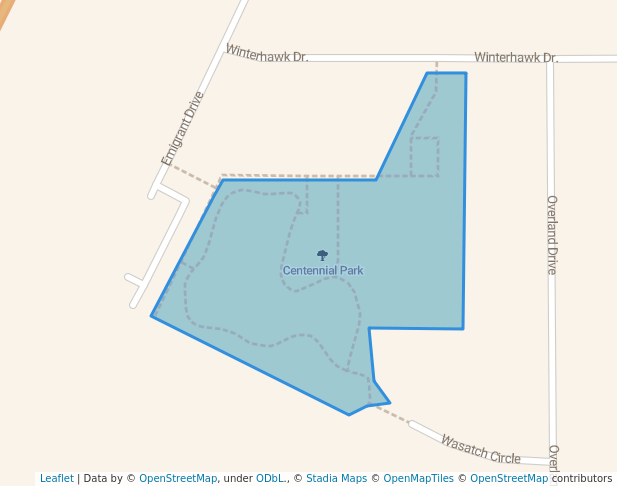 walking in Centennial Park map in Rock Springs