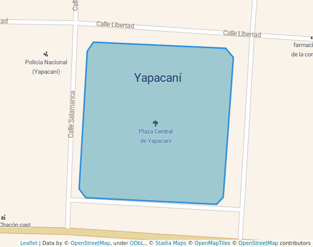walking in Plaza Central de Yapacani map in Villa Yapacaní