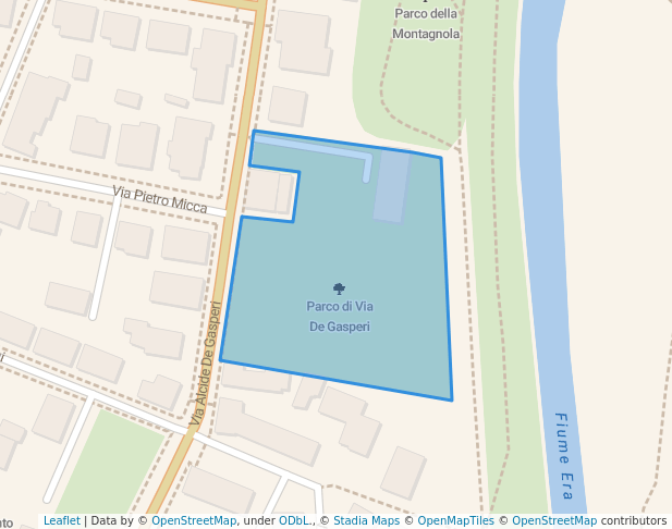 walking in Parco di Via De Gasperi map in Pontedera