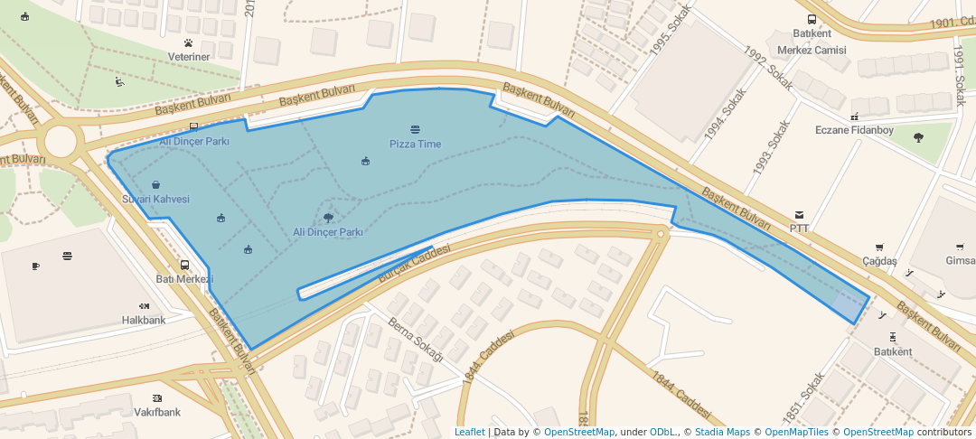 walking in Ali Dinçer Parkı map in Ankara