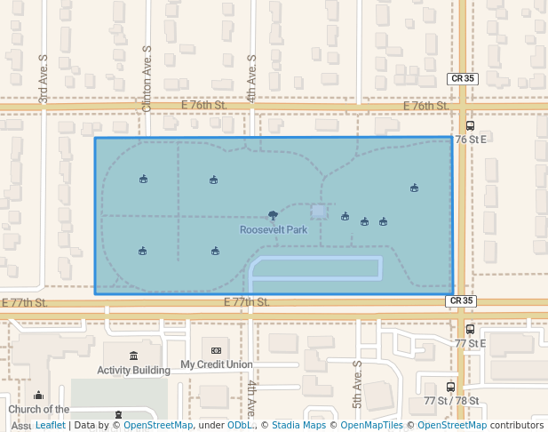 walking in Roosevelt Park map in Richfield