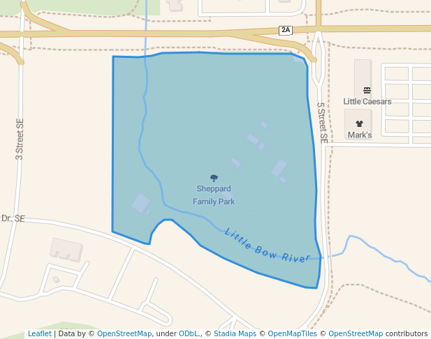 walking in Sheppard Family Park map in High River