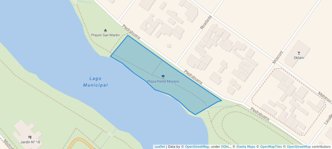 walking in Plaza Perito Moreno map in Caleta Olivia