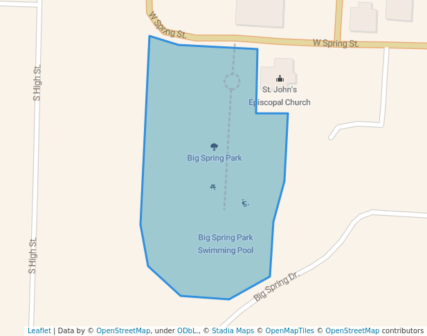 walking in Big Spring Park map in Neosho