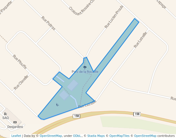 walking in Parc de la Rocaille  map in Mirabel