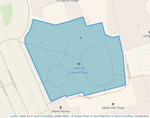 walking in Jardin du Général Thiole map in Nice