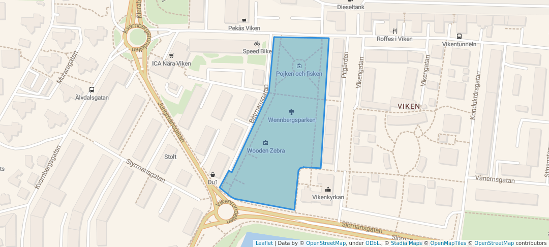 walking in Wennbergsparken map in Karlstad