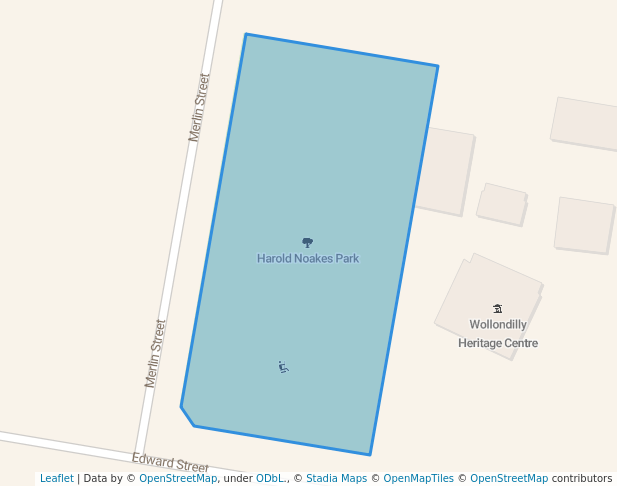 walking in Harold Noakes Park map in The Oaks