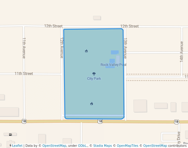 walking in City Park map in Rock Valley