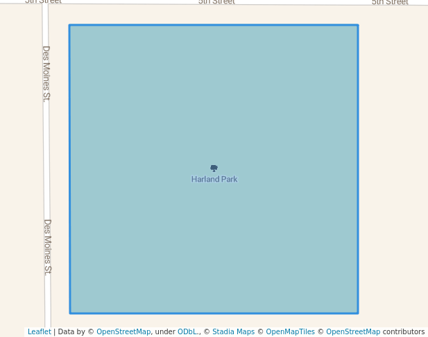 walking in Harland Park map in Emmetsburg